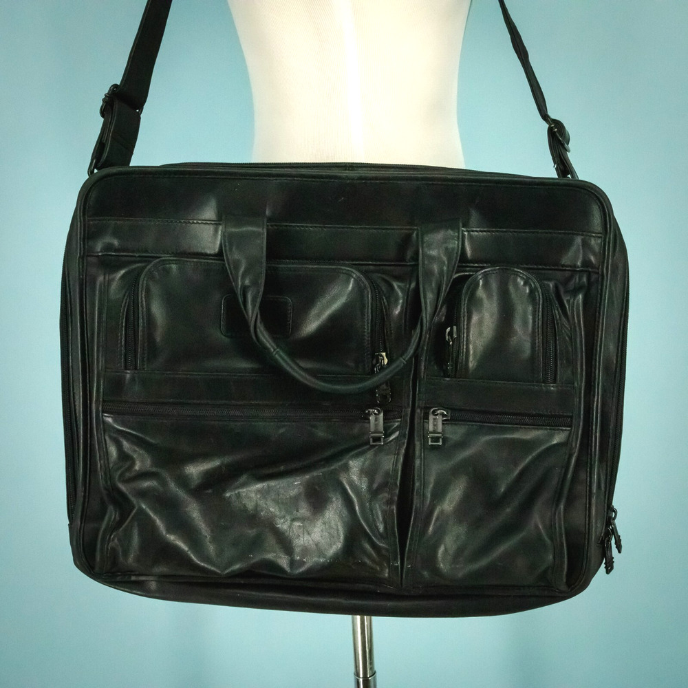 Tumi Black Alpha Napa Leather Padded Laptop Briefcase Bag Business Career 9624D3 - Picture 2 of 13